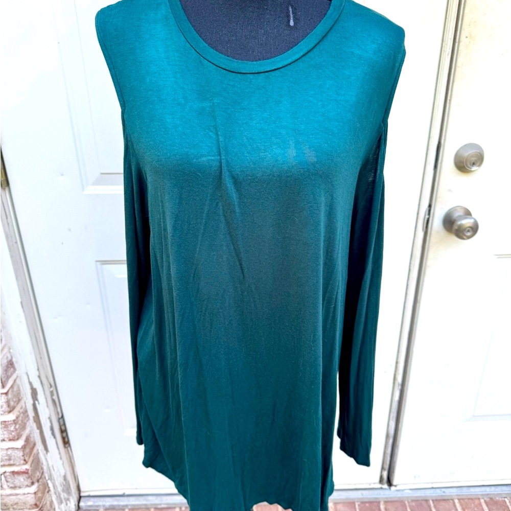 Apt. 9, Elegant, Green, Long Sleeve, Cold Shoulder, Tunic, Size XL